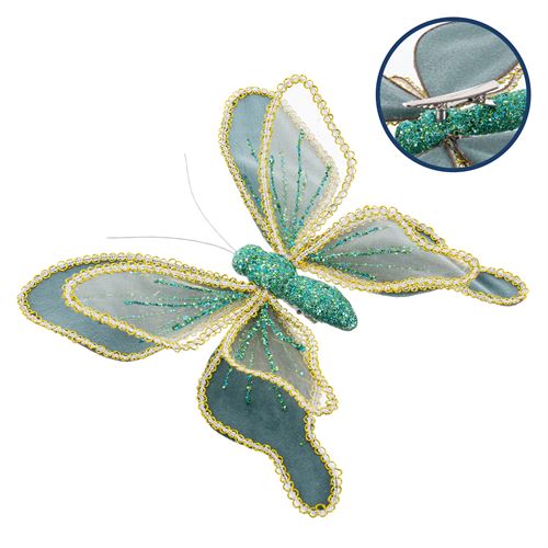 BORBOLETA COM CLIP POLIESTER VERDE 20 X 3 X 20 CM