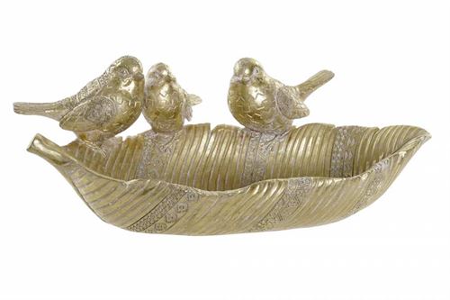 BD-228269 CENTRO MESA RESINA 32X19X13CM PASSARO DOURADO
