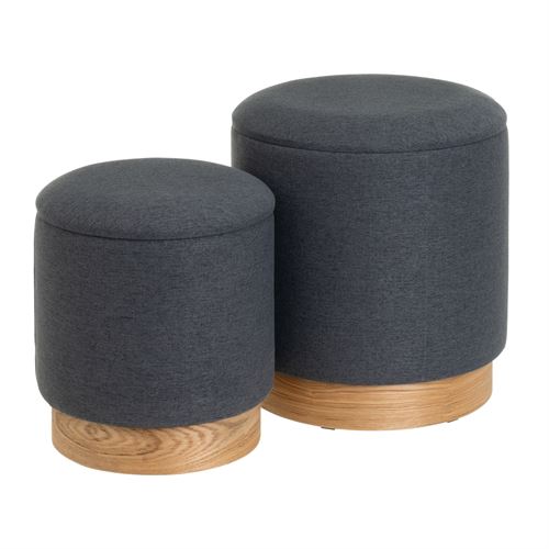 806329 S/2 PUF BANCA TELA-MDF CINZA 38 X 38 X 42 CM