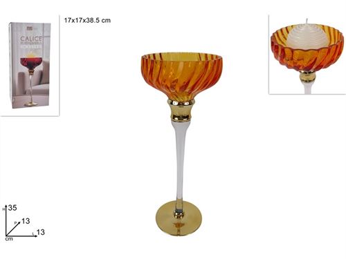 470658 CASTIÇAL VIDRO AMBRA 35CM