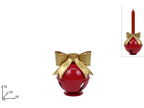 441702 PORTA VELAS METAL VERMELHO 10CM