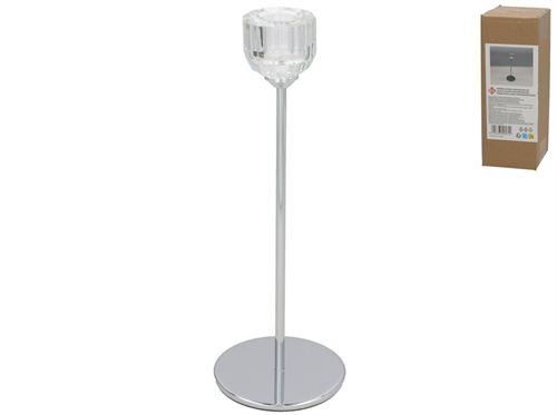495712 PORTA VELAS VIENA 8X22CM PRATA
