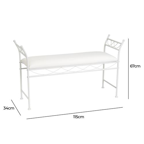 BANQUETA METAL BRANCO 115 X 34 X 67 CM