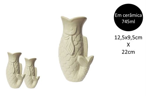 25250 JARRA PEIXE CERAMICA M TAUPE