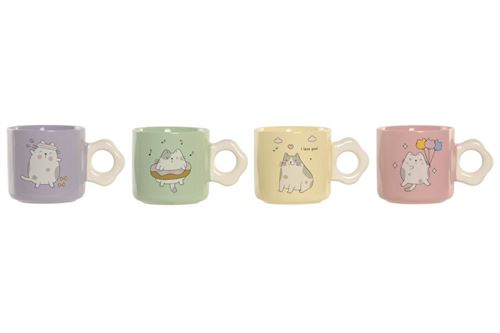PC-227794 CANECA CERAMICA 13,5X8,5X8,5 325ML GATOS 4MOD