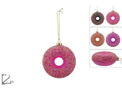 PINGENTE DE NATAL DONNUT 4 CORES 9,5CM