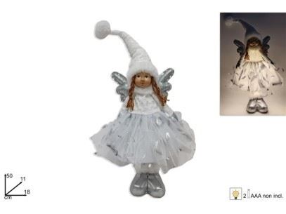 ANJO COM TULE BRANCO E COLETE COM LUZ 50CM