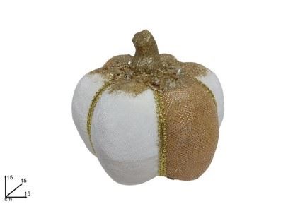 ABÓBORA DECORATIVA DE NATAL BRANCA E DOURADA 15CM