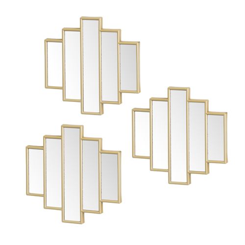 807019 S/3 ESPELHO PP OURO 25 X 1 X 25 CM