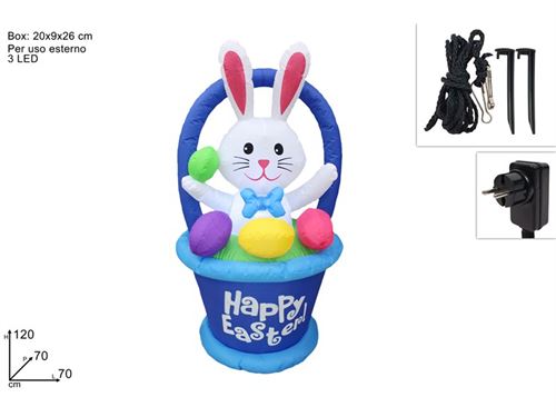 417578 COELHO INSUFLAVEL CESTO 120CM 3LED