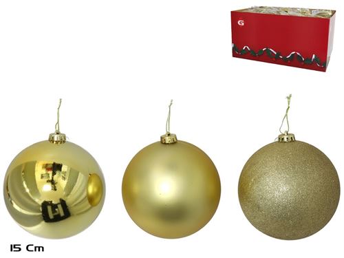 BOLA NATAL OURO 15CM 3 SORTIDOS