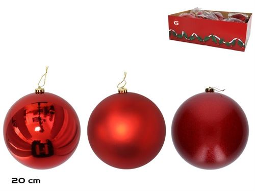 355377 BOLA NATAL VERMELHO 20CM 3 SORT