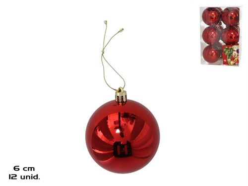 BOLAS DE NATAL VERMELHO 6CM CX12