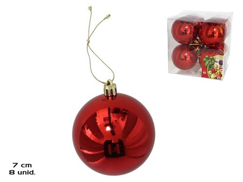 BOLAS DE NATAL VERMELHO 7CM CX8