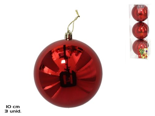 BOLAS DE NATAL VERMELHO 10CM CX3