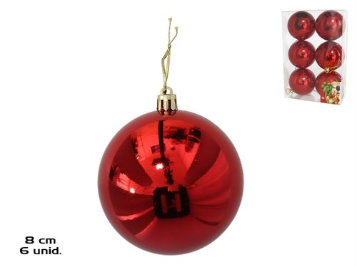 BOLA NATAL SET6 VERMELHO 8CM