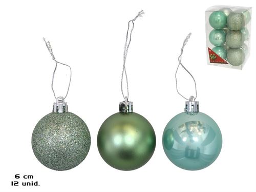 BOLAS NATAL X12 VERDE MENTA 6CM