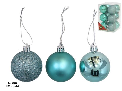 BOLAS DE NATAL X12 VERDE MENTA 6CM