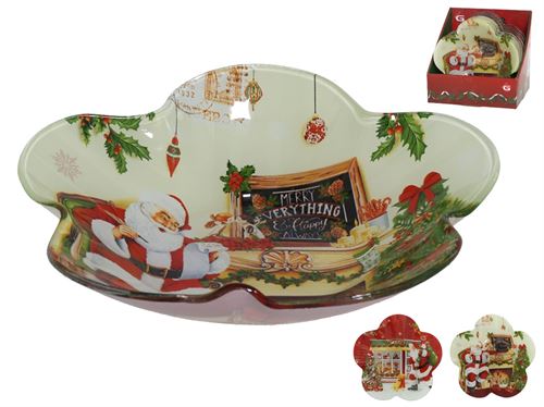 988827 PRATO VIDRO PAI NATAL 17,5CM