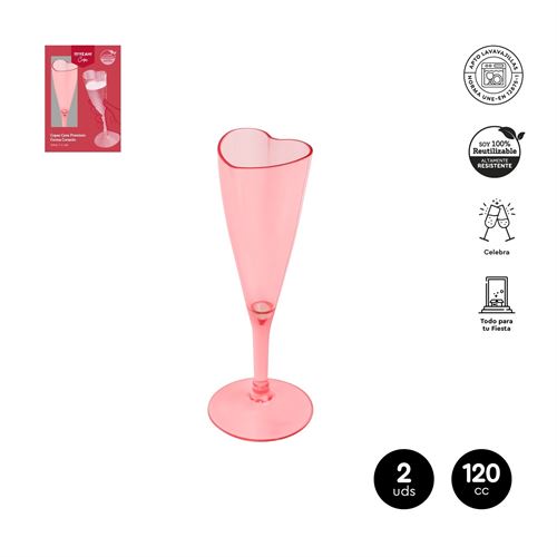 1191514 COPO CAVA CORAÇAO ROSA AZUL REUTI 120CC 2UN
