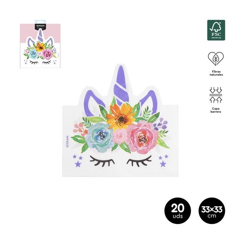 124-1030FM GUARDANAPO FORMA UNICORNIO 2C 33X33CM 20U