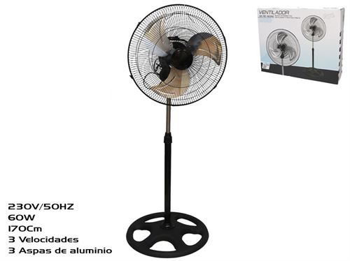 213095 VENTILADOR DE PE 45CM NEGRO 60W 1.3MT 3 VEL
