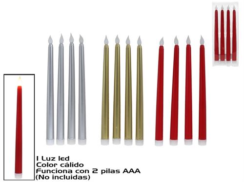 258553 VELA AGULHA LED X4 CORES STD 27,5CM