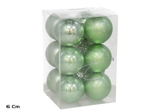 BOLA NATAL CX12 VERDES 6CM