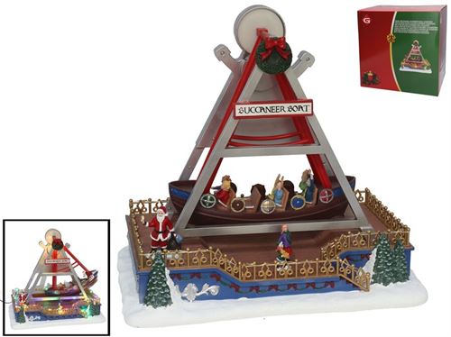 359564 CARROSEL DE NATAL BARCO LED C/MÚSICA 37,5X27,5X37,5 CM