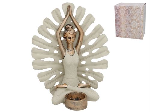 SUPORTE DE VELA FIGURA SARAYU YOGA 21,5X14X25,5 CM RESI