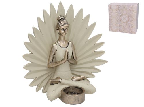 PORTA VELA FIGURA SARAYU YOGA 23X13X23,5 CM RESINA