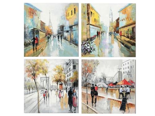 439945 QUADRO PARIS 4 SURT 100% 60X60X4 CM