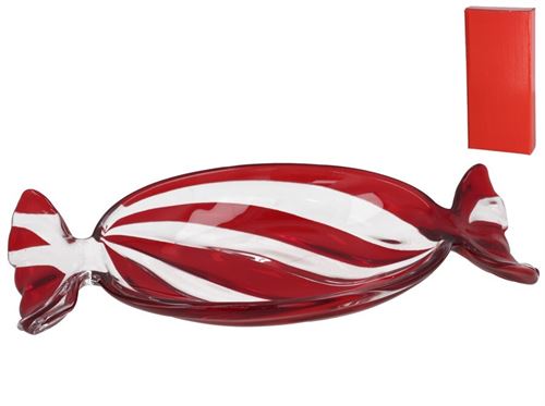 450414 PRATO NATAL LEXE VERMELHO 23X10,6X3,3CM VIDRO