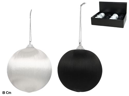 465173 BOLA NATAL 8CM BRANCO E PRETA