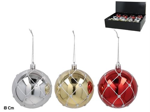 465593 BOLA NATAL LOSANGULOS BRILHANTES 8CM