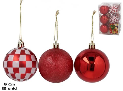 473406 BOLA NATAL 12PÇS VERMELHO