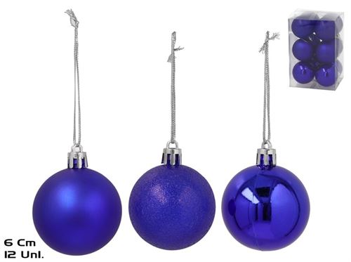 474298 BOLA NATAL 12PÇS AZUL ESCURA 6CM