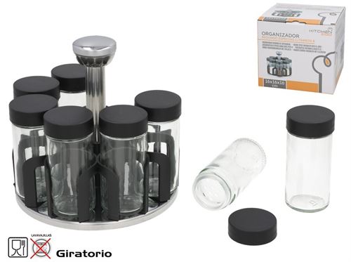 533742 ORGANIZADOR REDONDO ESPECIAS C/TARROS 8 16X16CM