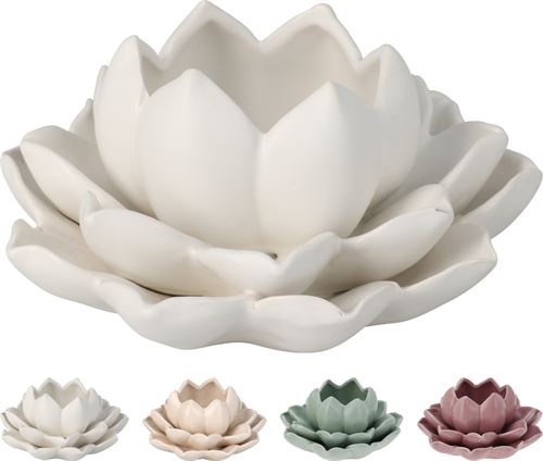 252731950 CASTIÇAL FLOR LOTUS 13X13X6CM CERAMICA