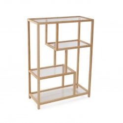 21810136 ESTANTE 4 PRATELEIRAS BAMBU E VIDRO 110X33X77CM