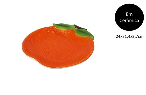 24733 PRATOS DECORATIVOS LARANJA CERAMICA 24X21,4X3,7CM