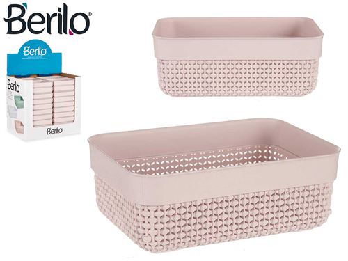 CESTO PLASTICO MULTIUSOS RECTANGULAR ROSA 23,5X16,20X9CM