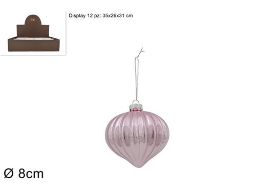 256870 BOLA VIDRO 8CM ROSA RIGATA