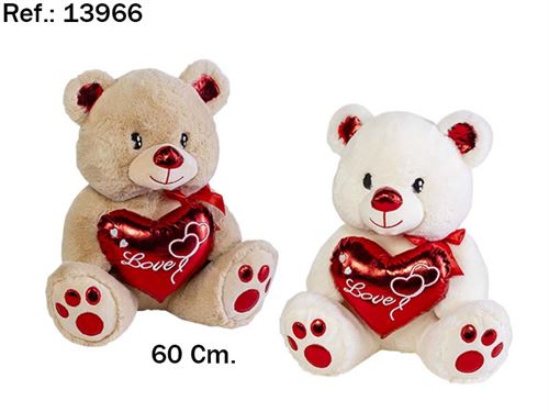 13966 URSO 2 CORES CORAÇAO 60CM