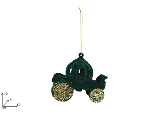 440965 CARRUAGEM VELUDO VERDE 12X12CM
