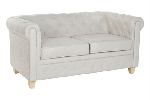 MB-205534 SOFA POLIESTER MADEIRA 151X80X70CM CAPITONE BRANCO