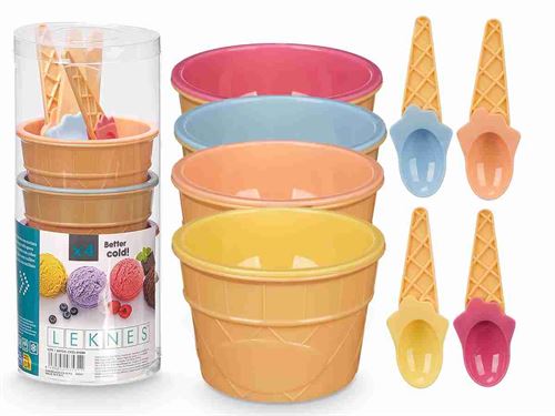 93531 TAÇA GELADO COM COLHERES SET4 PL