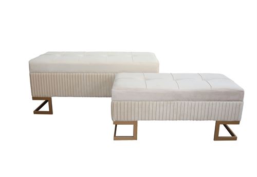 135934501 BANQUETA BEJE PES METAL CJ.2 100X40X45CM-80X35X37CM