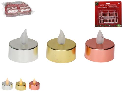 VELAS LED SET6 DE CHÁ 3.5X4CM 3SORTIDOS