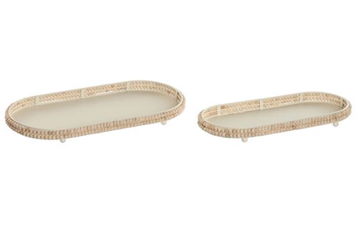 LD-220111 CENTRO MESA SET2 METAL MADEIRA 36X16X3CM
